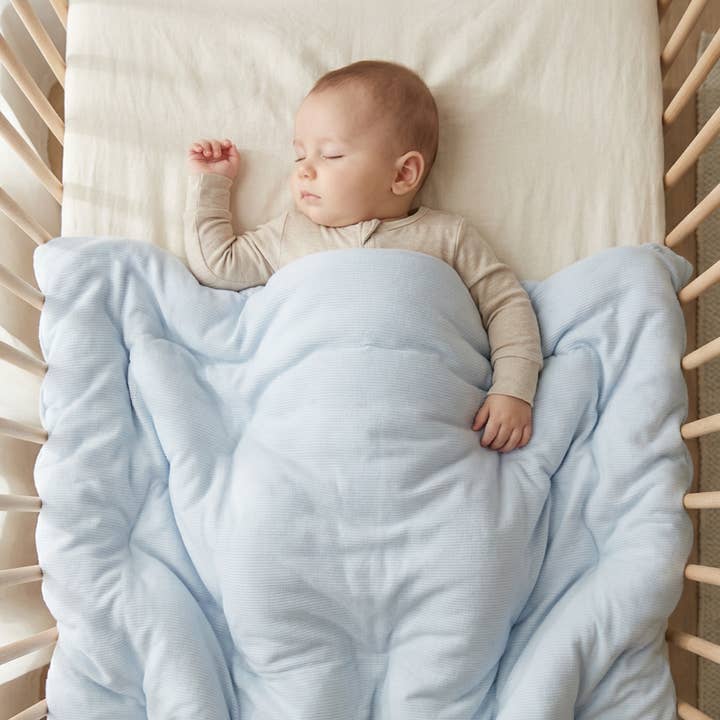Cloud Blanket Bashful Blue Rib for wholesale by Sweet Bamboo