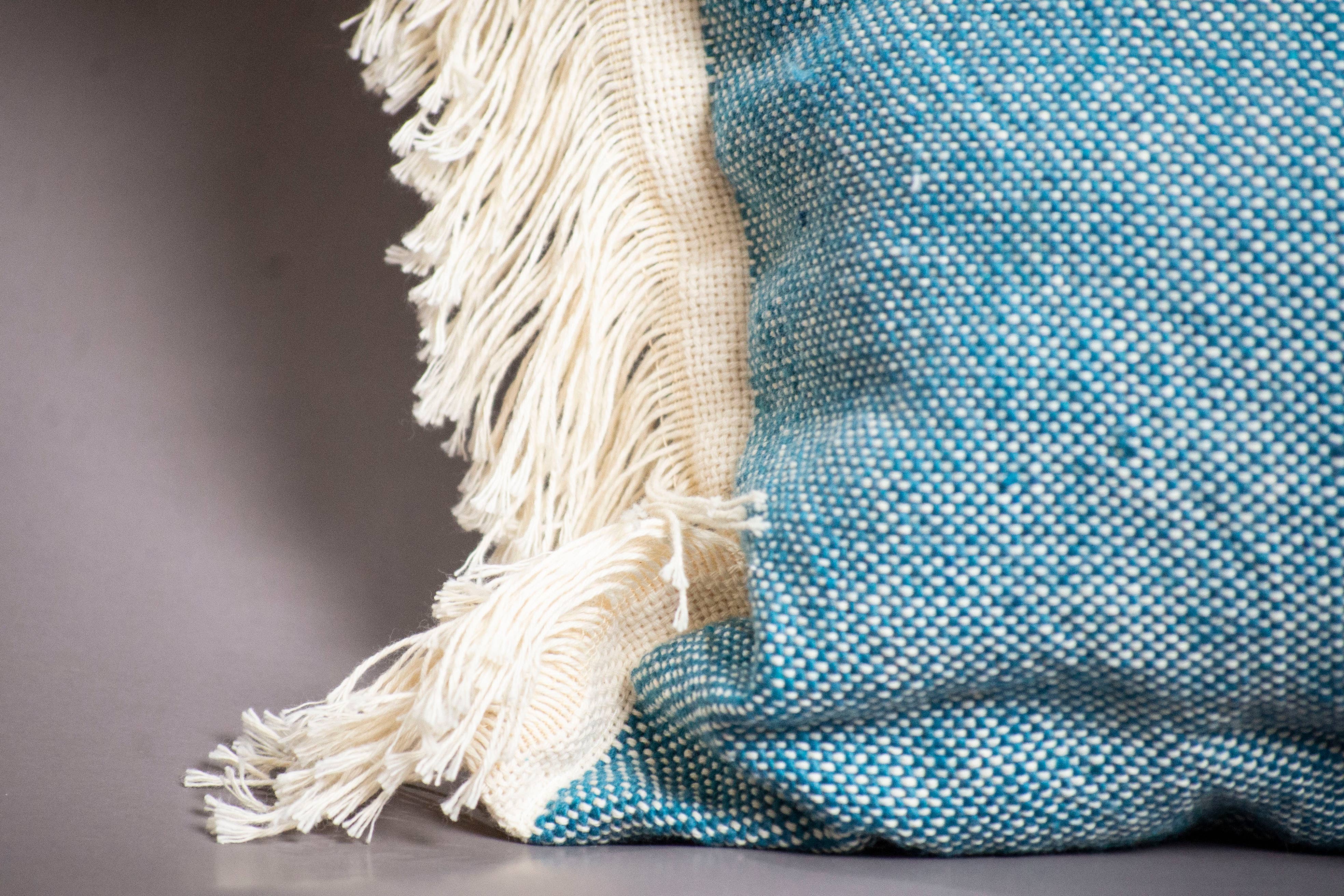 bazarifinagh - Wholesale Throw Pillow Cover - Handmade Moroccan Turquoise Pillow Cove Made From Cotton2