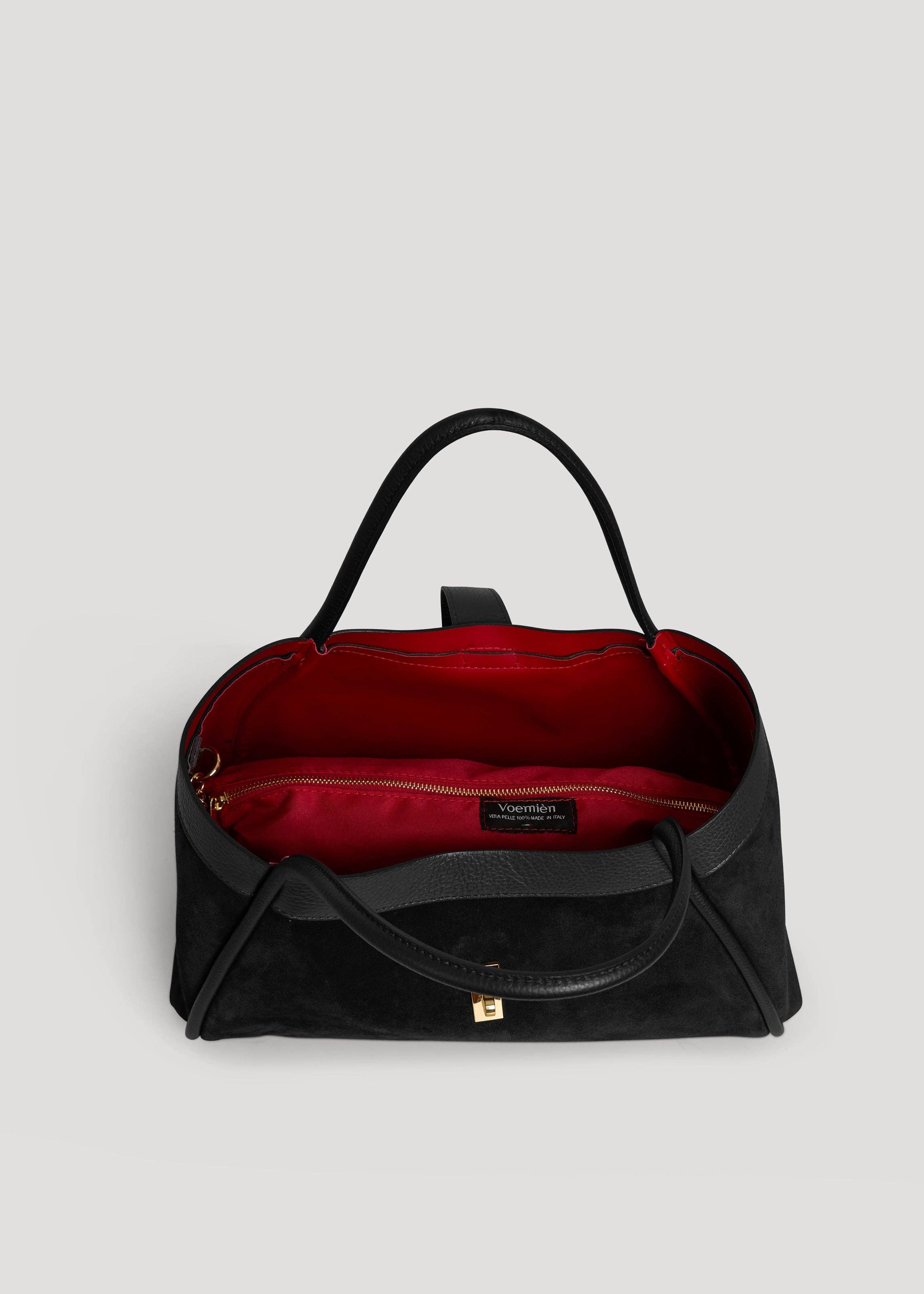 Prestige Milano - Wholesale Tote Bag - Women's - Borsa Mayfair in camoscio nero e pelle Togo5