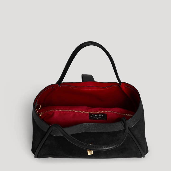 Prestige Milano - Wholesale Tote Bag - Women's - Borsa Mayfair in camoscio nero e pelle Togo5