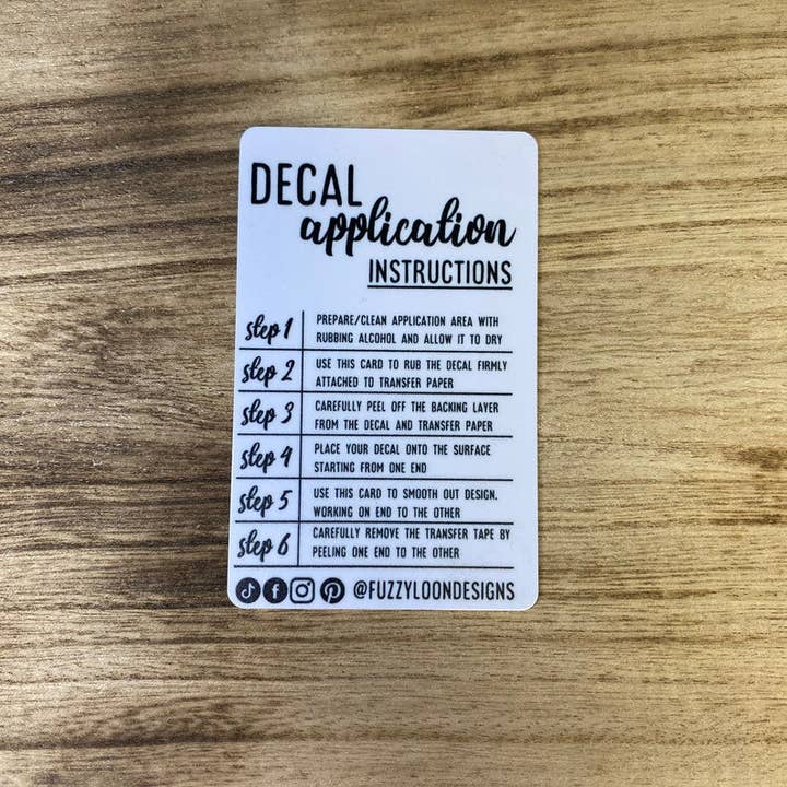 Fuzzy Loon Designs - Wholesale Decal - Party Decorations - Decal Application Cards1