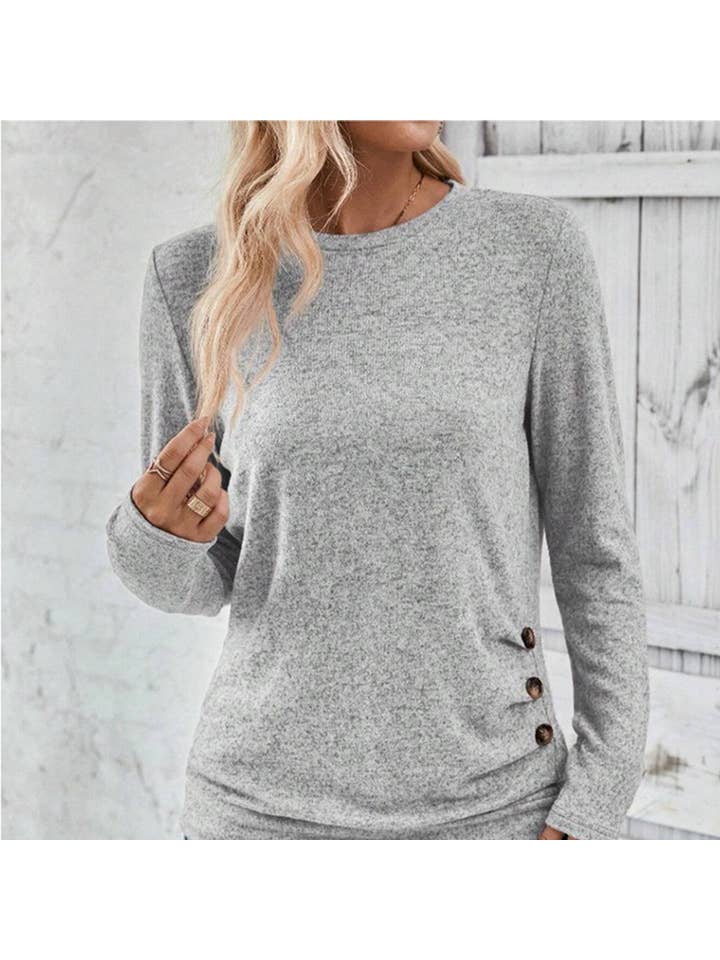 Lily Clothing - Wholesale Shirt - Women's - SOLID COLOR LONG-SLEEVED CUT-OUT CASUAL SHIRT