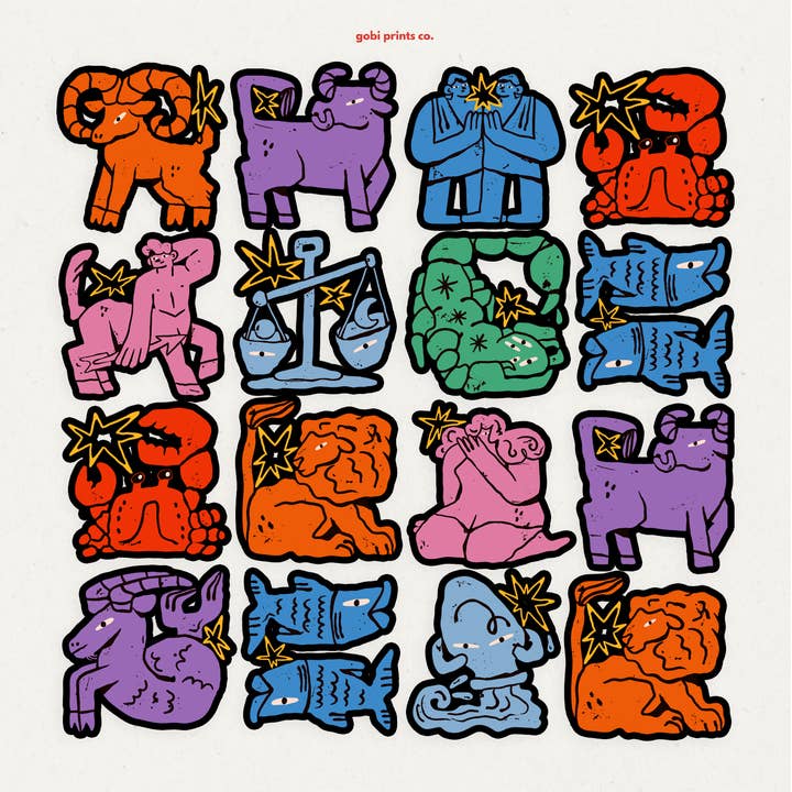 Zodiac SET | Adesivo in Vinile per la vendita all'ingrosso da parte di Gobi Prints Co.