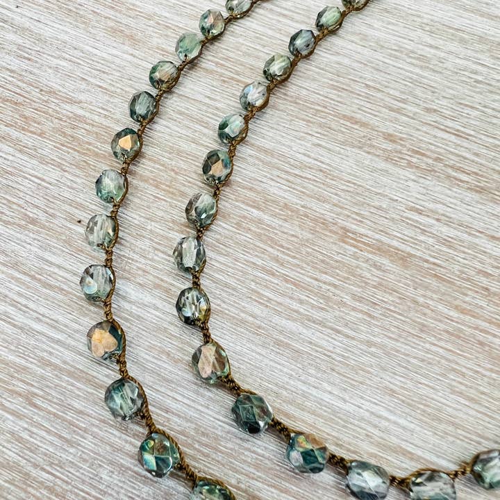 Sea Green And Grey Long Crystal Strand for wholesale by Twist Style