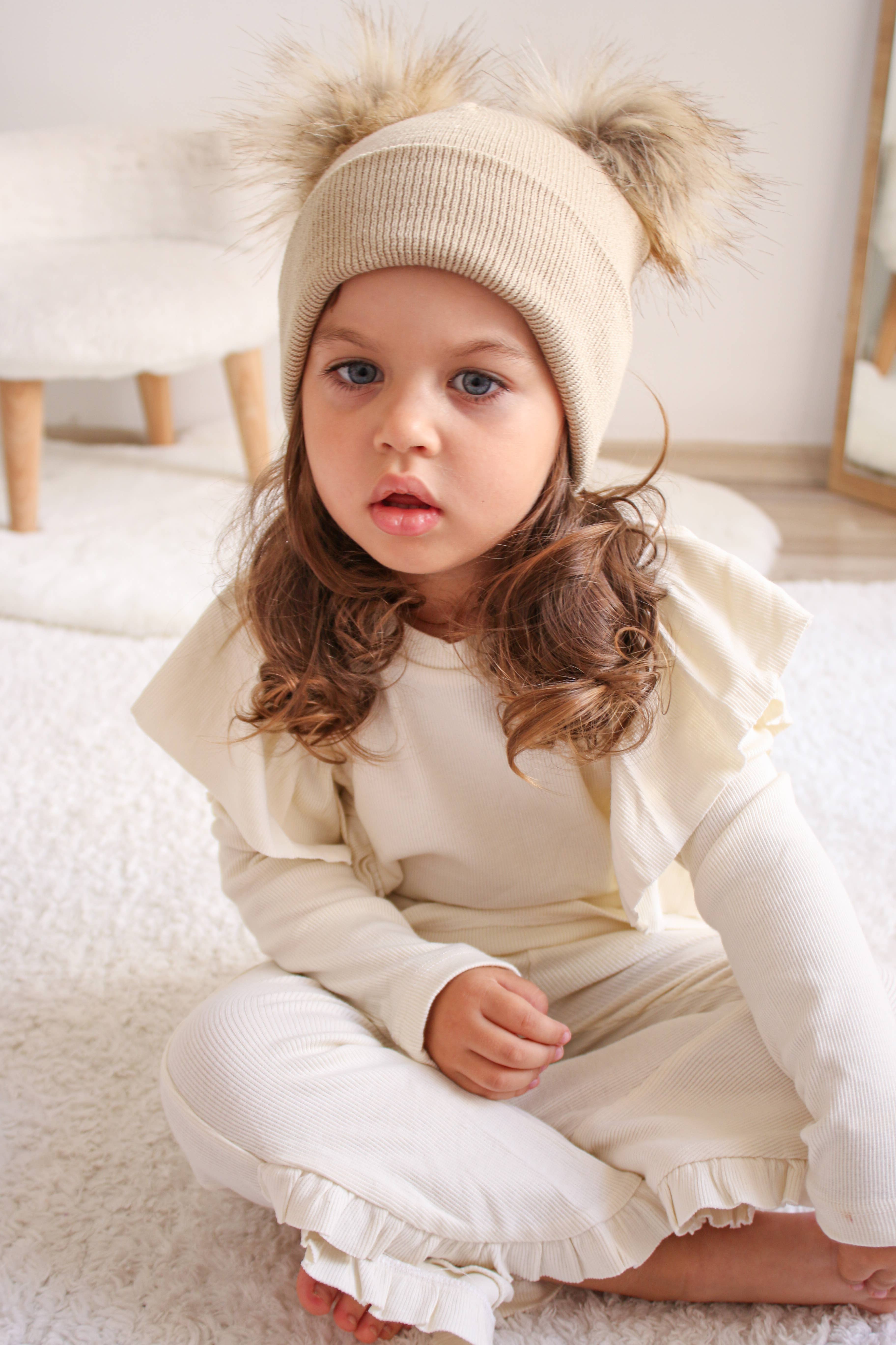 Himmelberg Baby - Wholesale Beanie - Kids - Beige Pom Pom Baby/Kid's Beanie, Newborn to 8 Years, Unisex5