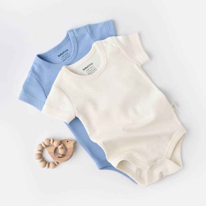INTERLOK 2-pack kortärmade body i 100 % ekologisk bomull för wholesale av BabyCosy Organic