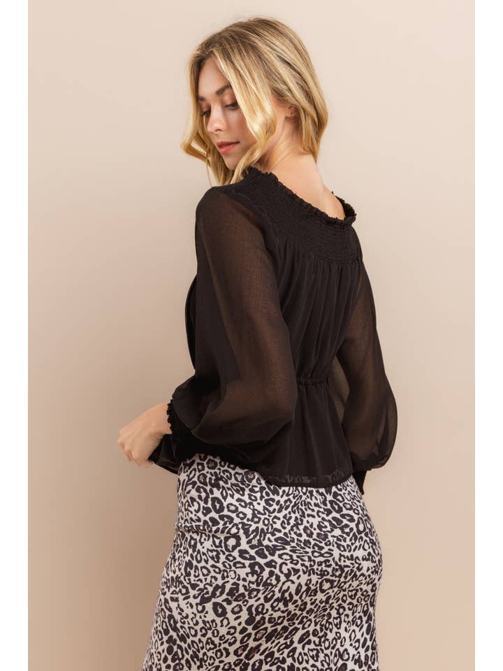 Black Off Shoulder Long Sleeve Top for wholesale on Faire11