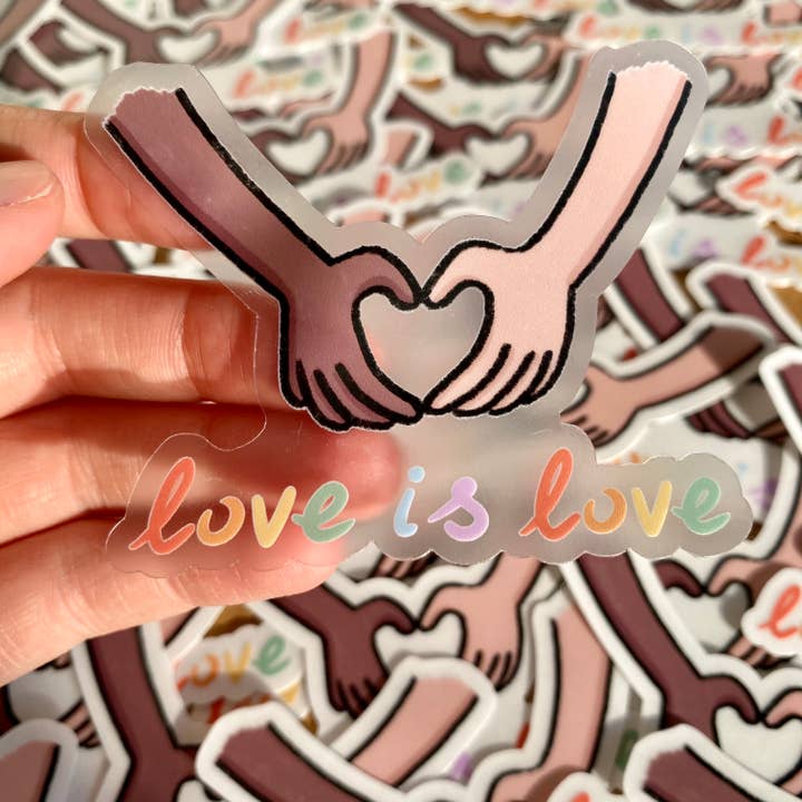 “Love is Love” die cut sticker for wholesale by Afroditi's Art