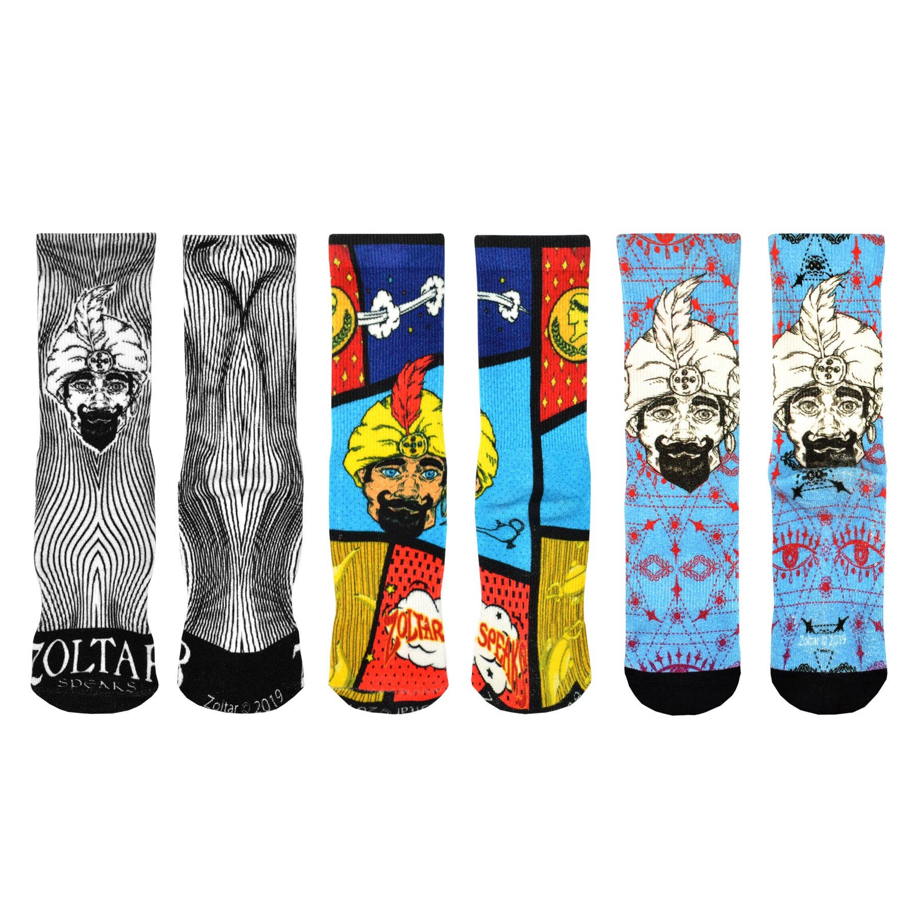 DoodleUS Inc - Wholesale Socks - Men's - Zoltar Digital Print Bamboo Men's Crew - 3 Pair Pack0