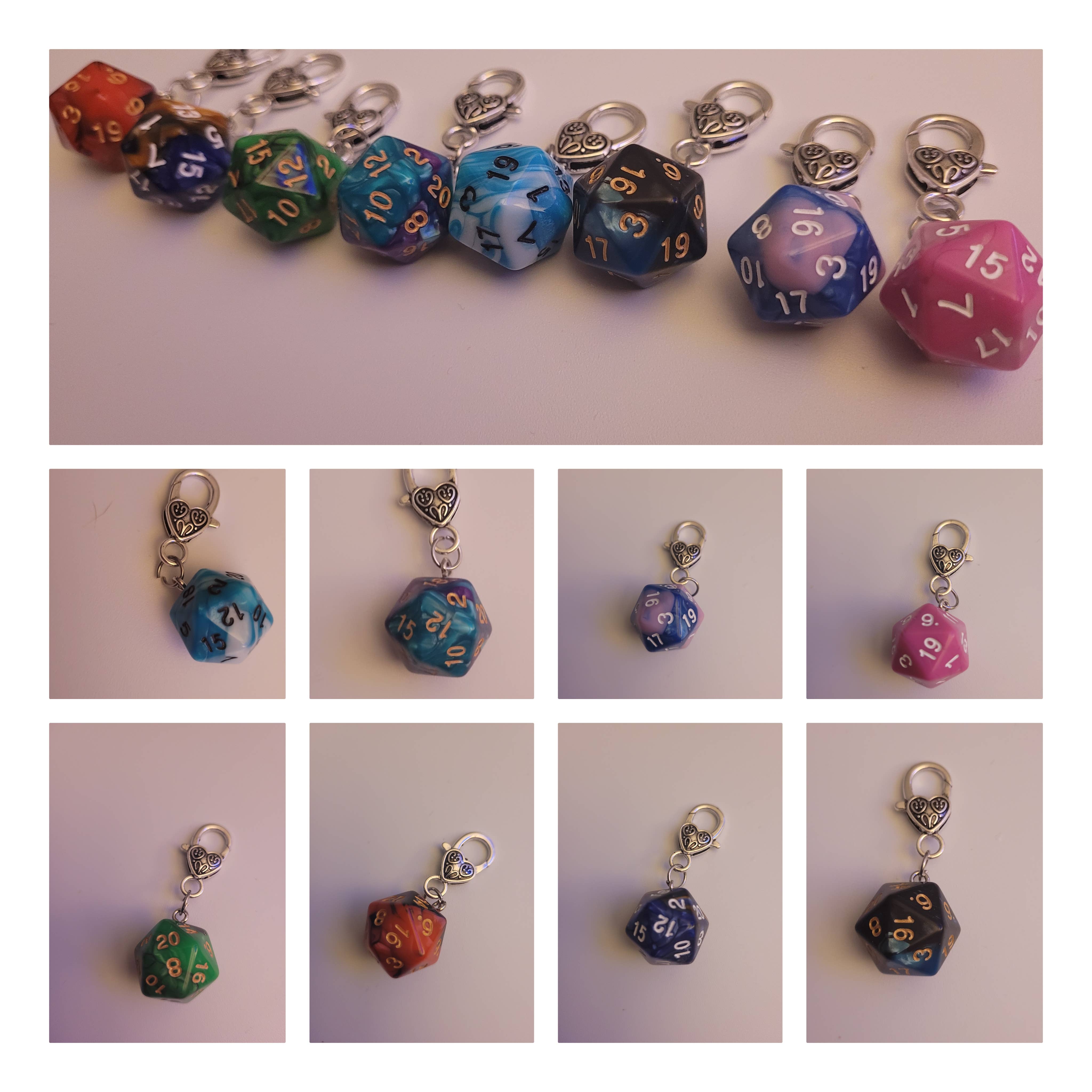 Con-Quest Crafts - Vente Porte-clés – unisexe - Porte-clés D20 en forme de dé TRPG avec mousqueton – Accessoires pour sacs et badges12