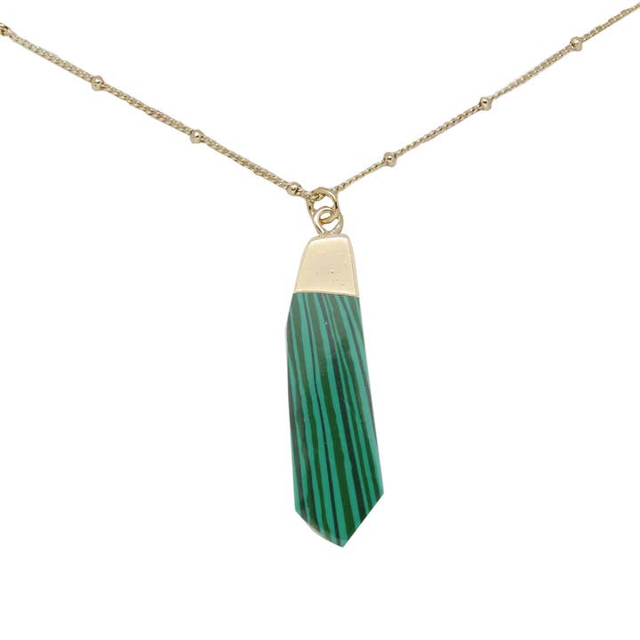 Malachite & Gold Pendant Necklace for wholesale by CHARGED