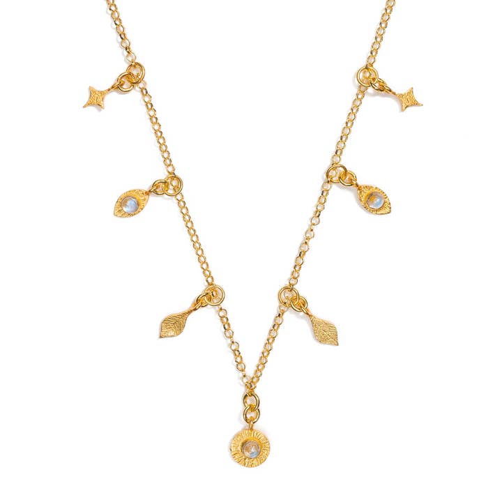 Soluna - Colar Charme Sol com Pedra da Lua por atacado de Lunar James