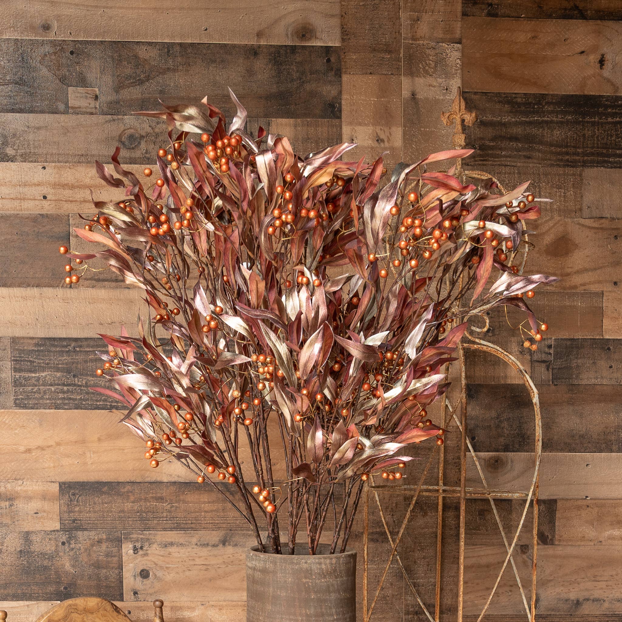 Mills Floral Company – wholesale Artificial plant – Ombre Berry Spray - Brown And Gold - 34 Inch2