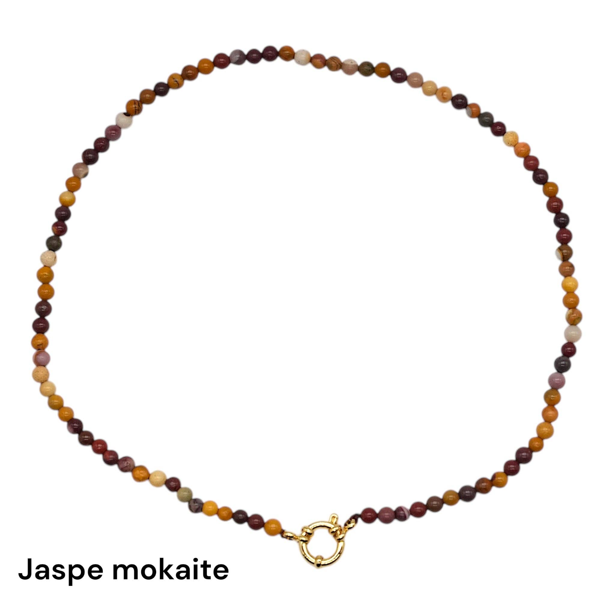 Foliesbijoux - Wholesale Beaded/Pearl Necklace - 43 cm 4 mm necklace with gold-plated stainless steel buoy clasp (20 stones available)15