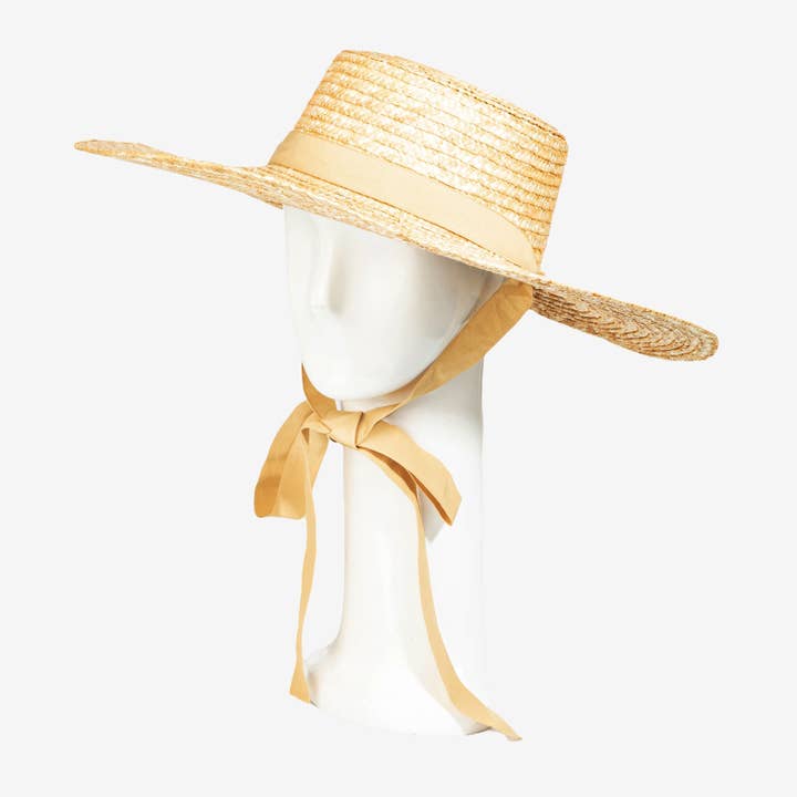 Straw Weave Ribbon Bow Chin Strap Sun Hat for wholesale by Collections by Fame Accessories