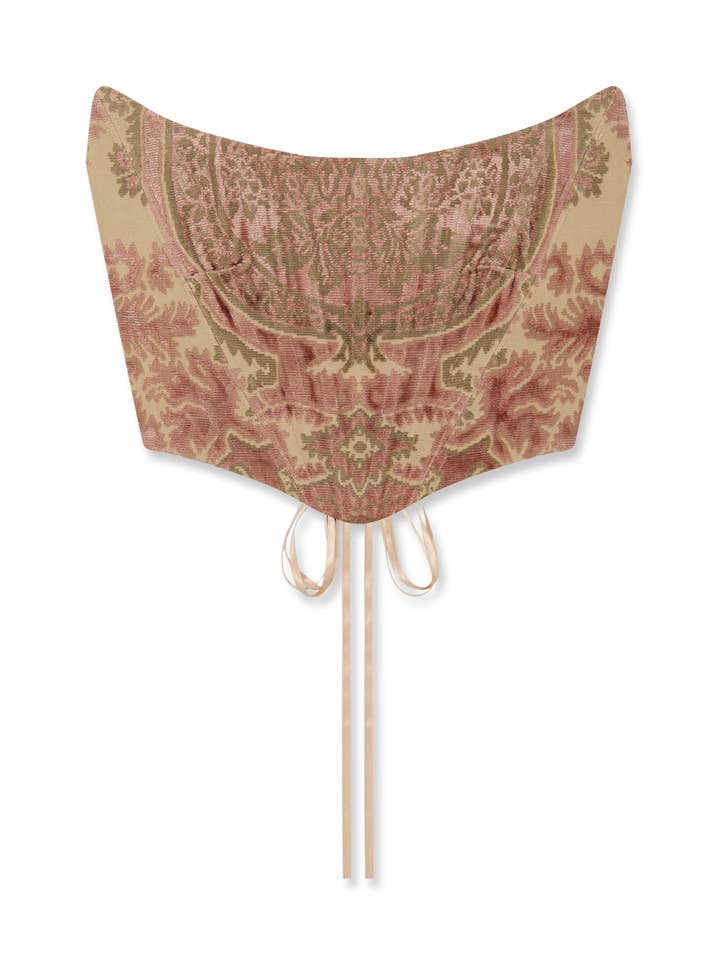 CORSET - VENETIAN BROCADE - PINK OLIVE for wholesale by Angie Power