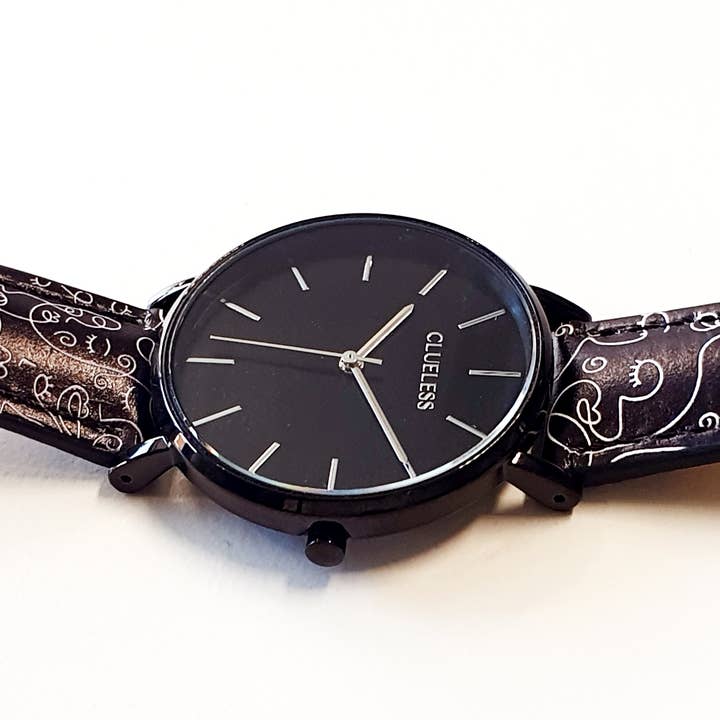 Clueless - Wholesale Wrist Watch - Women's - CLUELESS WOMEN'S WATCH - BLACK/BLACK LEATHER | BCL10722-0072