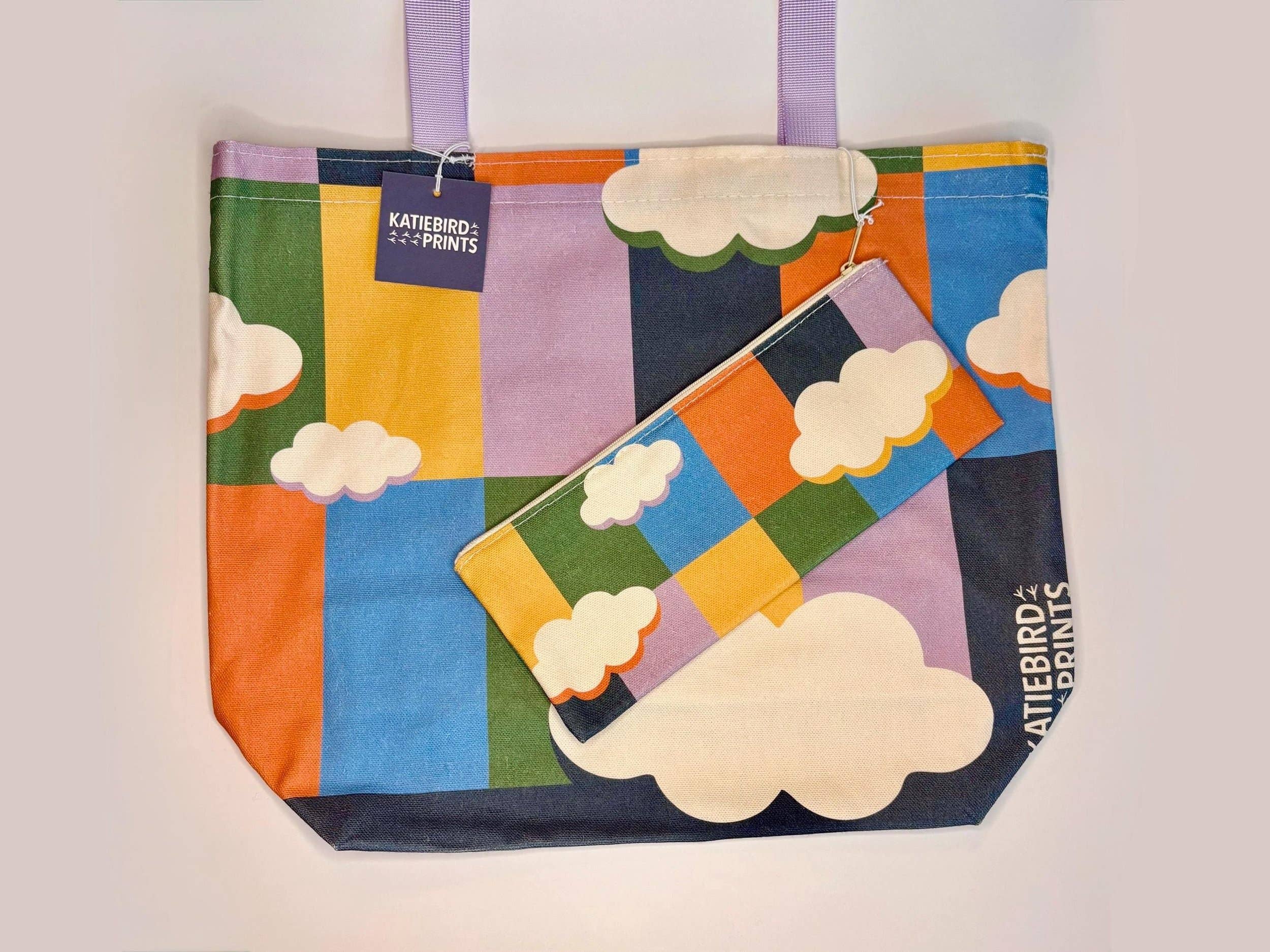 Katiebird Prints - Wholesale Tote Bag - Unisex - Wanderlust Colorful Cloud Pattern Everyday Reusable Tote1