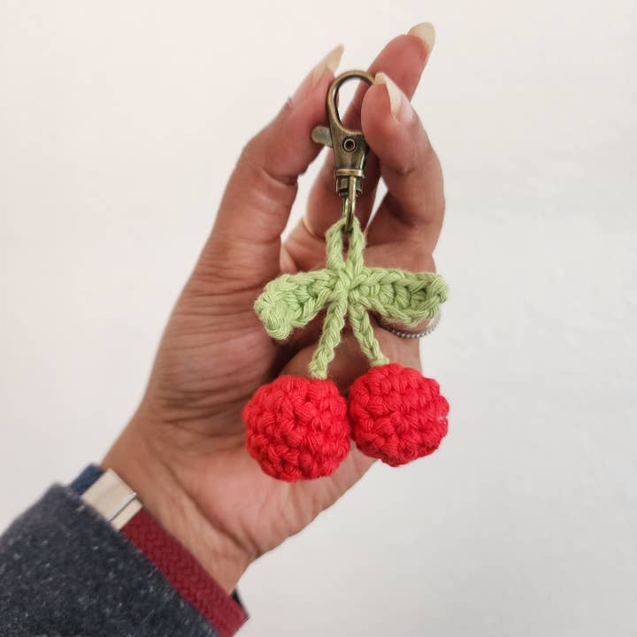 Handmade By Uruba - Wholesale Keychain - Women's - Handmade Cherry Keychain | Handwoven Crocheted Keyring5