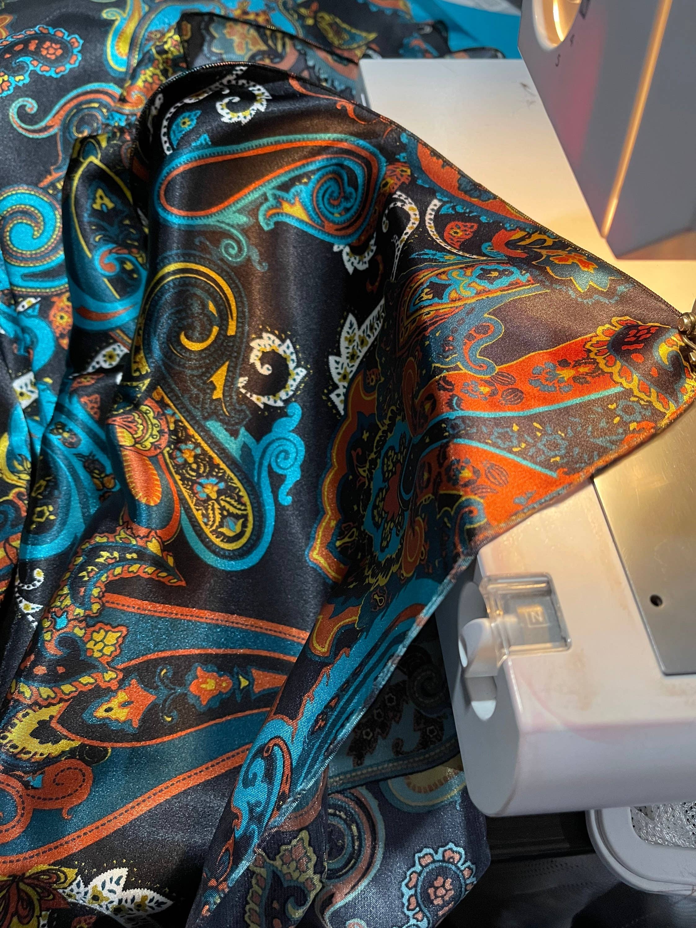 Rainyday Homemade – Cachecol - Mulher por atacado – Paisley Wild Rag, Charmeuse Satin, Teal Paisley, Extra Large Wild Rag, Ranch Life, Cowboy Life, Cowgirl Life8