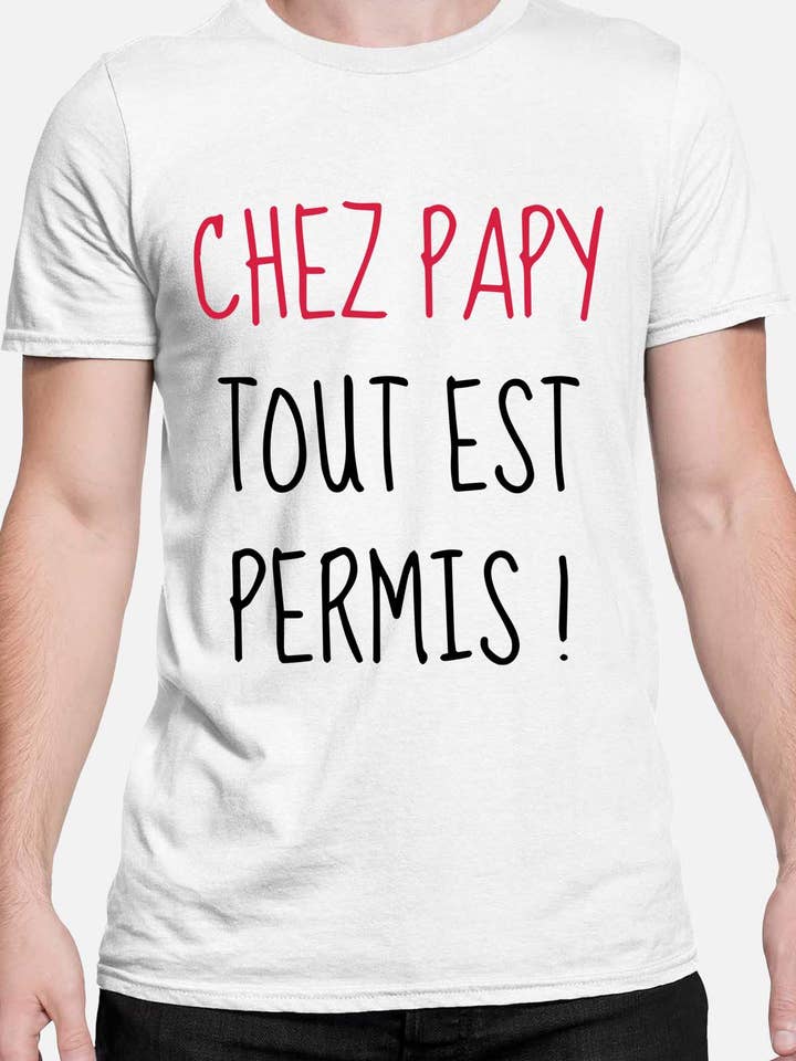 T-shirt de gola redonda para homem | Grandpa Tout Permis por atacado de IALD