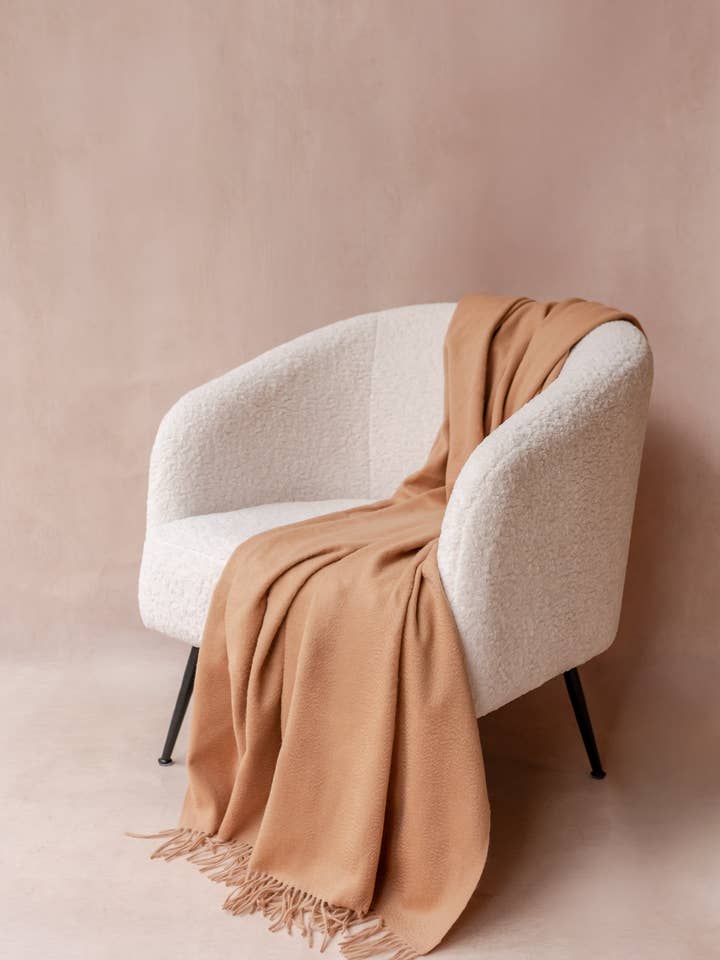 Cashmere Blanket in Camel for wholesale by TBCo
