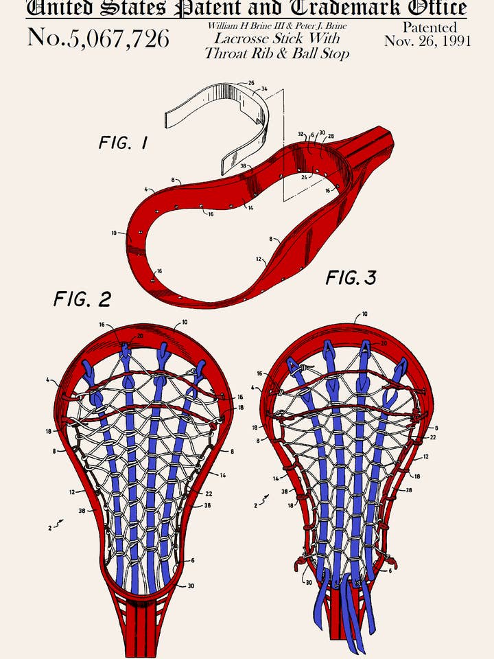 Tarjeta de felicitación para uso diario con diseño de bastón de lacrosse para venta al por mayor de PATENT PRESS GREETING CARDS