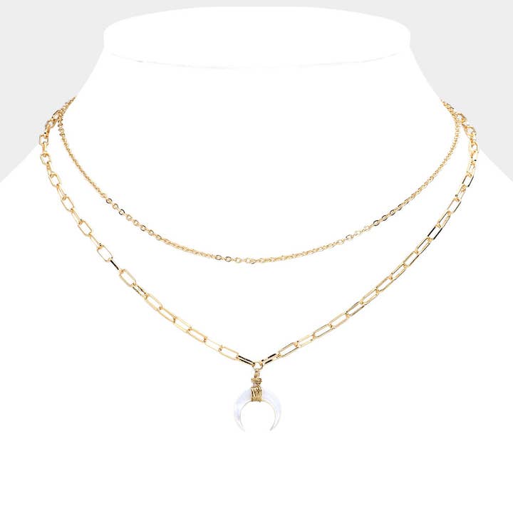 Dubbellaagse halsketting met dubbele hoorn voor wholesale door Sensibling Corp.