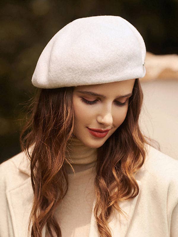 StyleGalX - Vente Béret – femme - Bonnet béret vintage en laine unie2