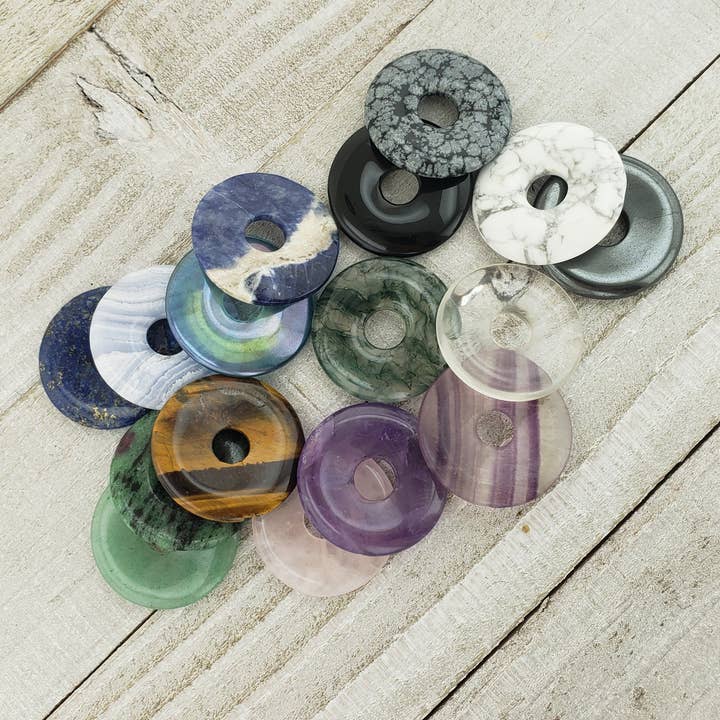 Silver Insanity - Wholesale Spiritual Stone/Crystal - 30mm Gemstone Donut5