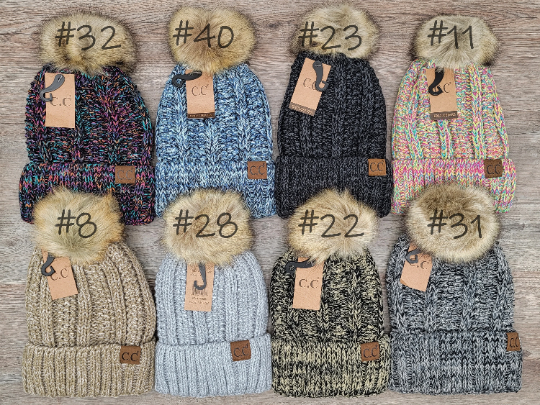 Treasure Bank - Wholesale Beanie - Women's - C.C Thick Cable Knit Beanie for Adults w/ Faux Fur  Pom3