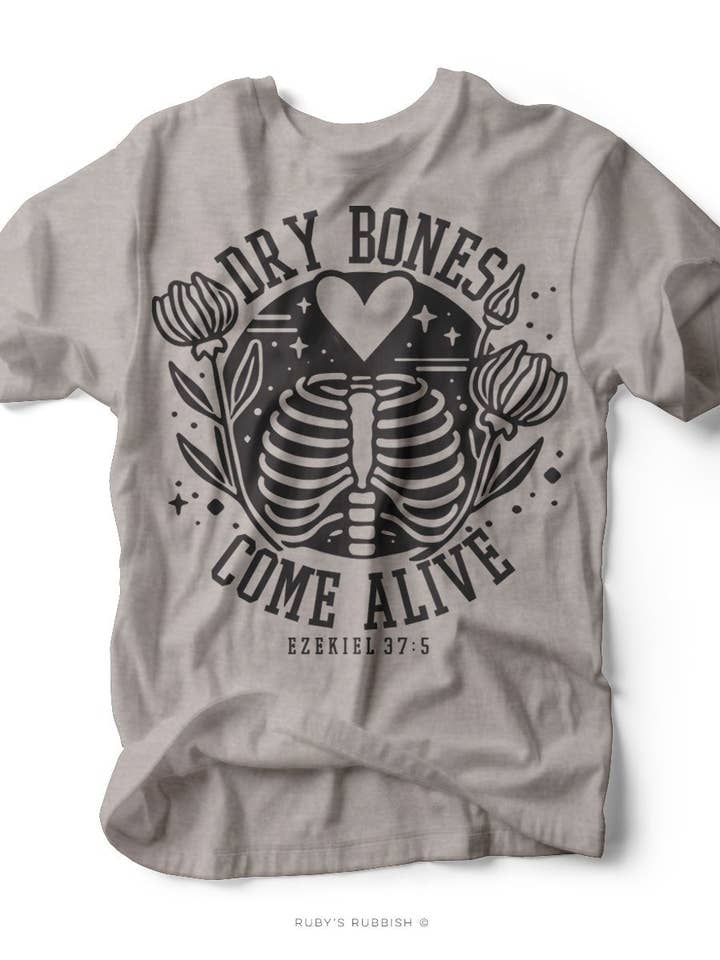 Ruby’s Rubbish - Wholesale Screen Printed T-Shirt - Women's - Dry Bones Come Alive | Fall Graphic Tee | Ruby’s Rubbish®0