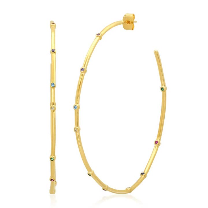 Argolas Grandes com Acentos de Zircónia Cúbica por atacado de Tai Jewelry