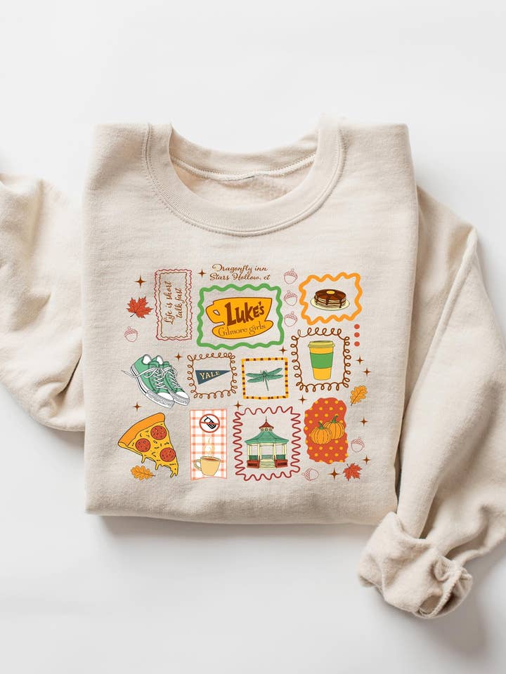 TheKingShirt - Wholesale Graphic Sweatshirt - Women's - Luke’s Diner Fall Stars Hollow Pumpkin Coffee Cup Tee