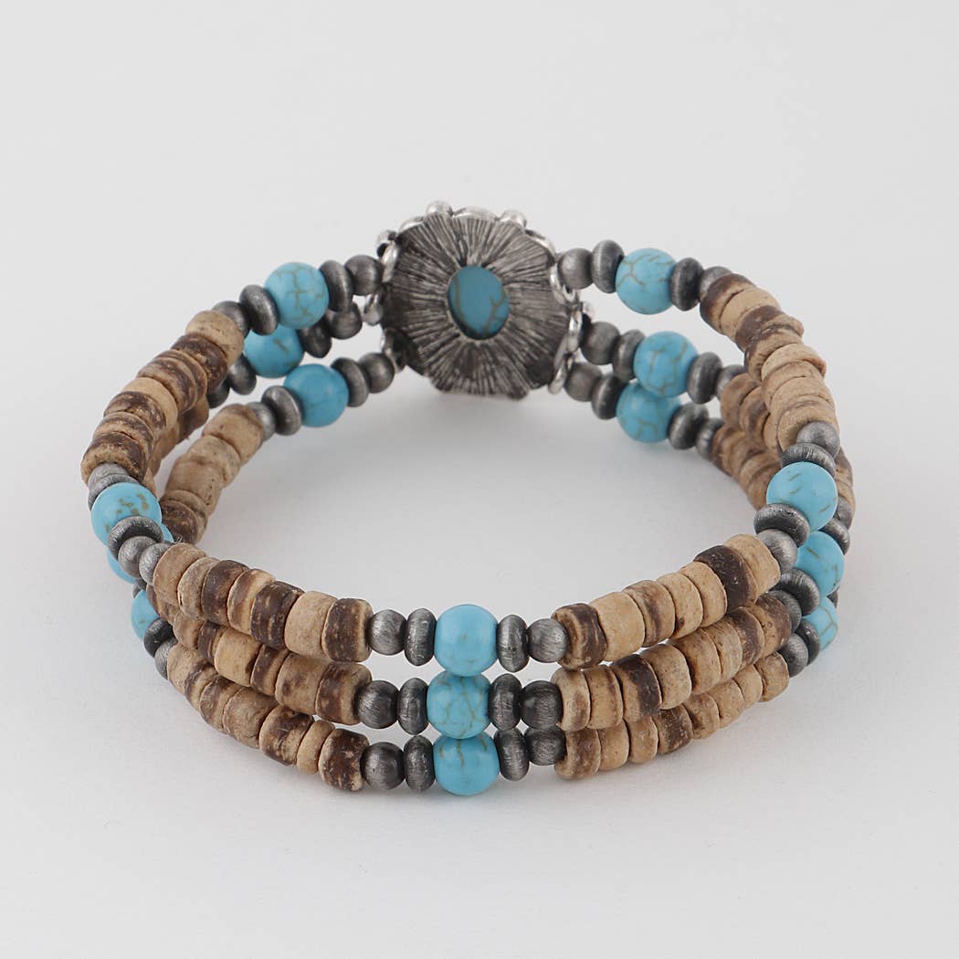 Turchese Argento Bracciale in pietra vintage con perline in vendita all'ingrosso su Faire1