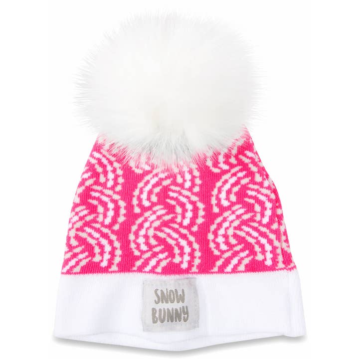 Pavilion - Vendita all'ingrosso Cappello - Neonati - Cappello a Maglia Rosa con Pom Pom - Coniglietto della Neve (12-24 Mesi)
