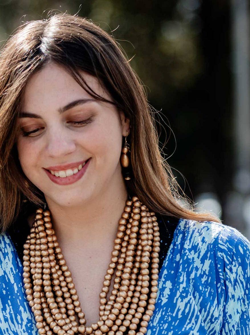 Bijondo - Wholesale Dangle Earrings - Vinohrady Metallic Wood Earrings0