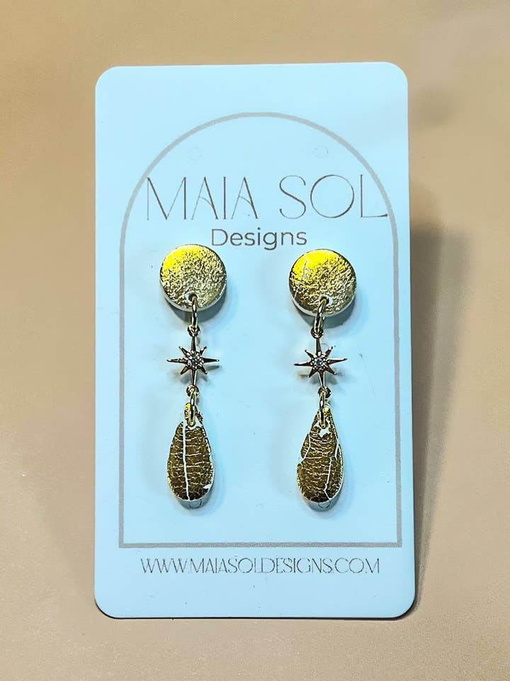 Orecchini ora d'oro per la vendita all'ingrosso da parte di Maia Sol Designs