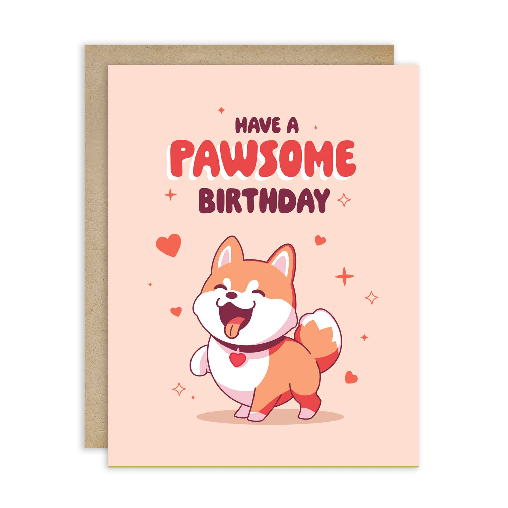 Cute Asian Cards - Wholesale Birthday Card - Paw-some Birthday Card | Shiba Inu Dog Japanese Kawaii Asian Funny Pun0