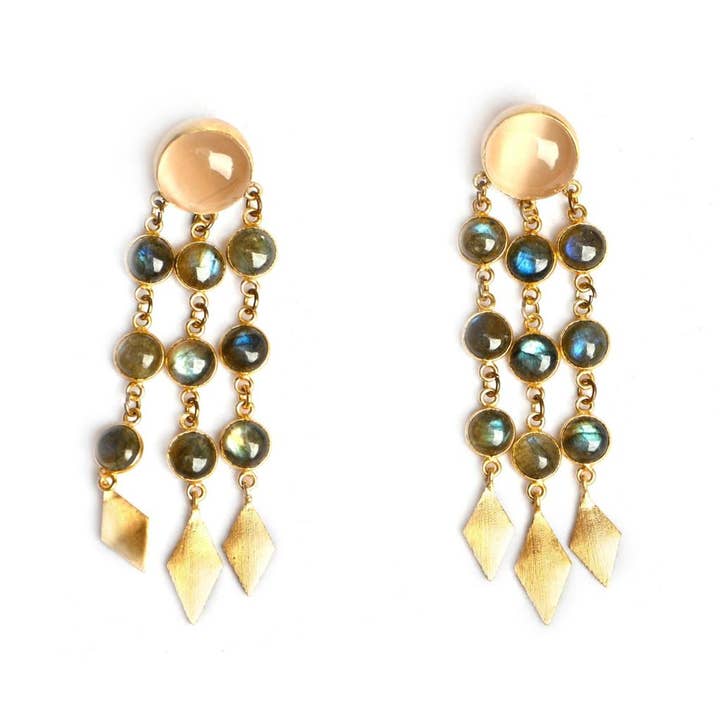 Brincos Statement Layla (Labradorite) por atacado de GemAddicted