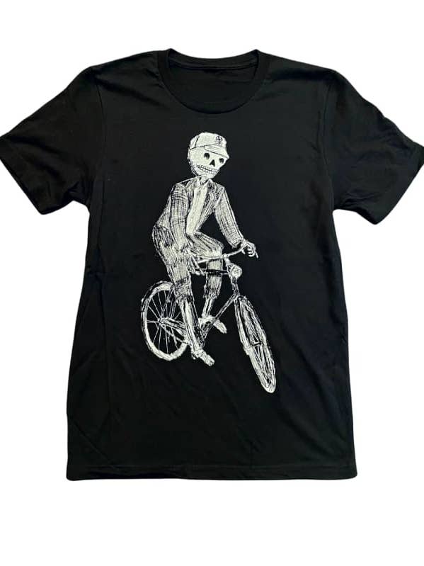 Skeleton on A Bicycle Herren-/Unisex-Shirt für den Großhandel von Dark Cycle Clothing