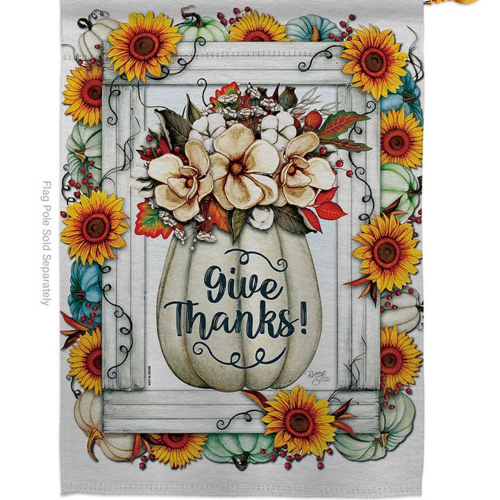 Two Group Flag Co - Wholesale Flag - Flag Pumpkins Wreath Thanksgiving Harvest Autumn Floral Sun