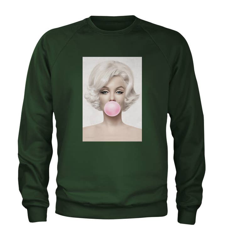 Expression Tees - Wholesale Graphic Sweatshirt - Unisex - Marilyn Monroe Pink Bubble Gum Adult Crewneck Sweatshirt2