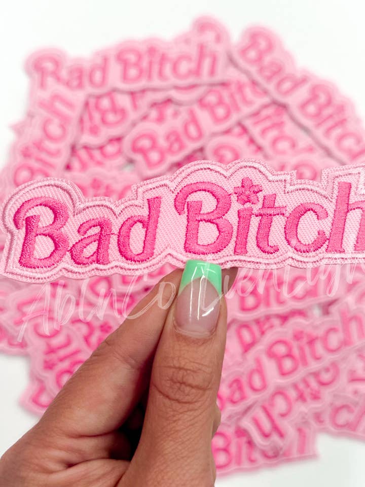 bad b*tch pink preppy snarky funny trucker hat patch iron on for wholesale by ABLNco