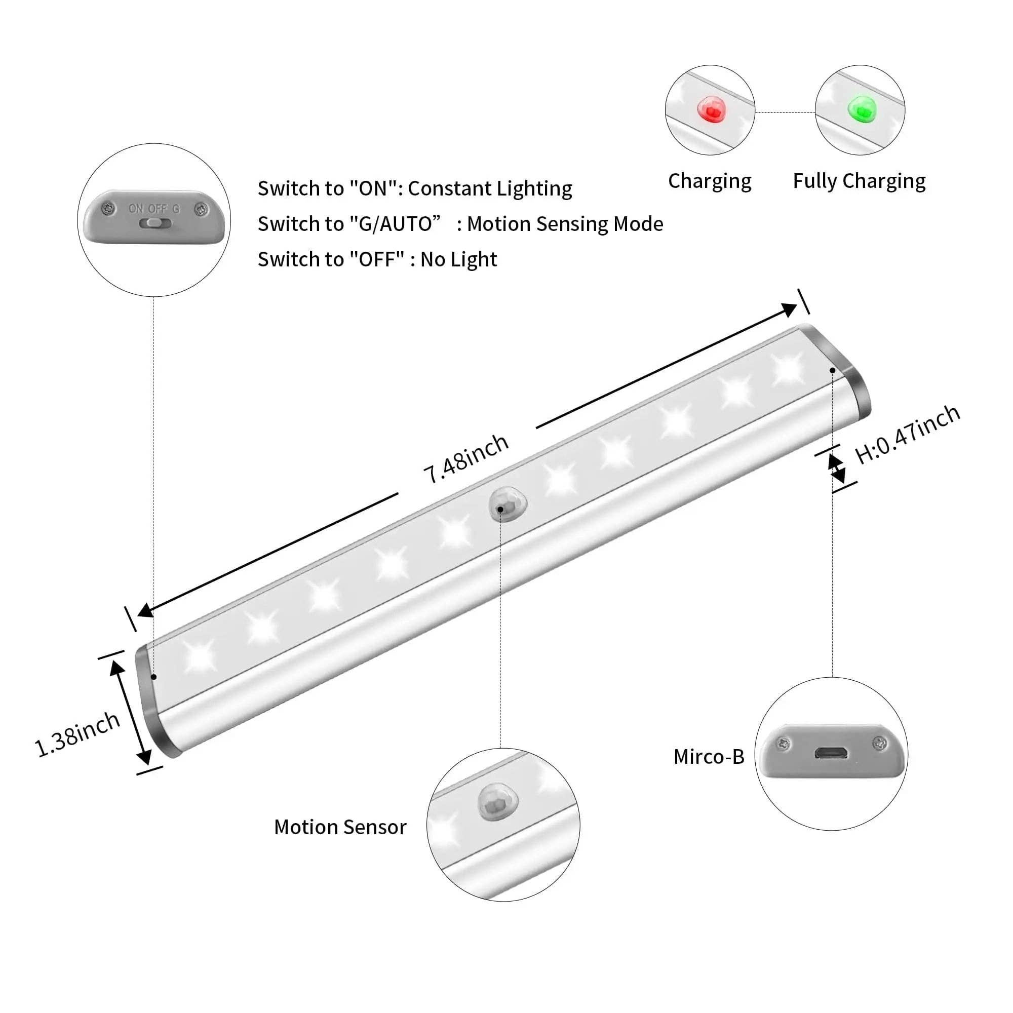 LEPOTEC INC – wholesale Sconce – Lepotec 10 LED Under Cabinet Lights  With Motion Sensor6