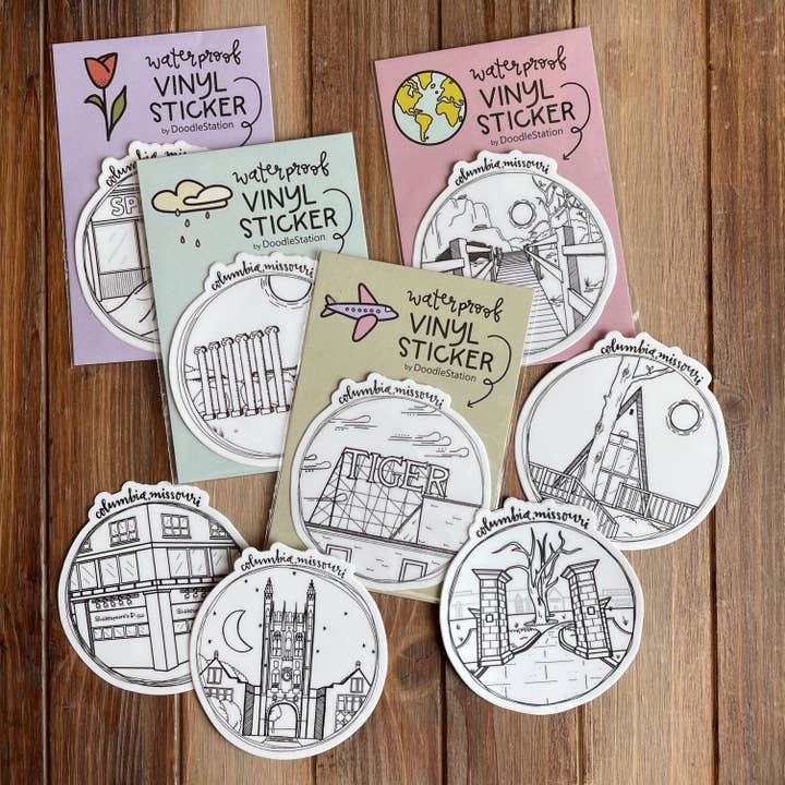 DoodleStation - Wholesale Sticker - Columbia, Missouri Landmarks - Vinyl Stickers9