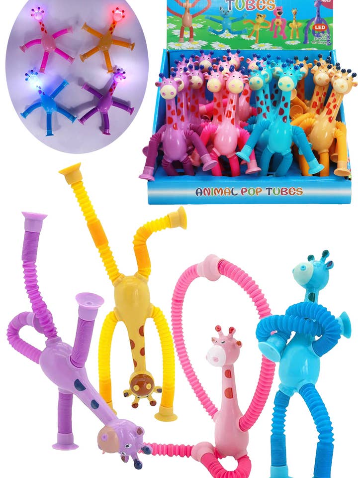 Giraffe Suction Cup LED Telescopic Tube Toy - 24 pcs for wholesale by Cap Zone