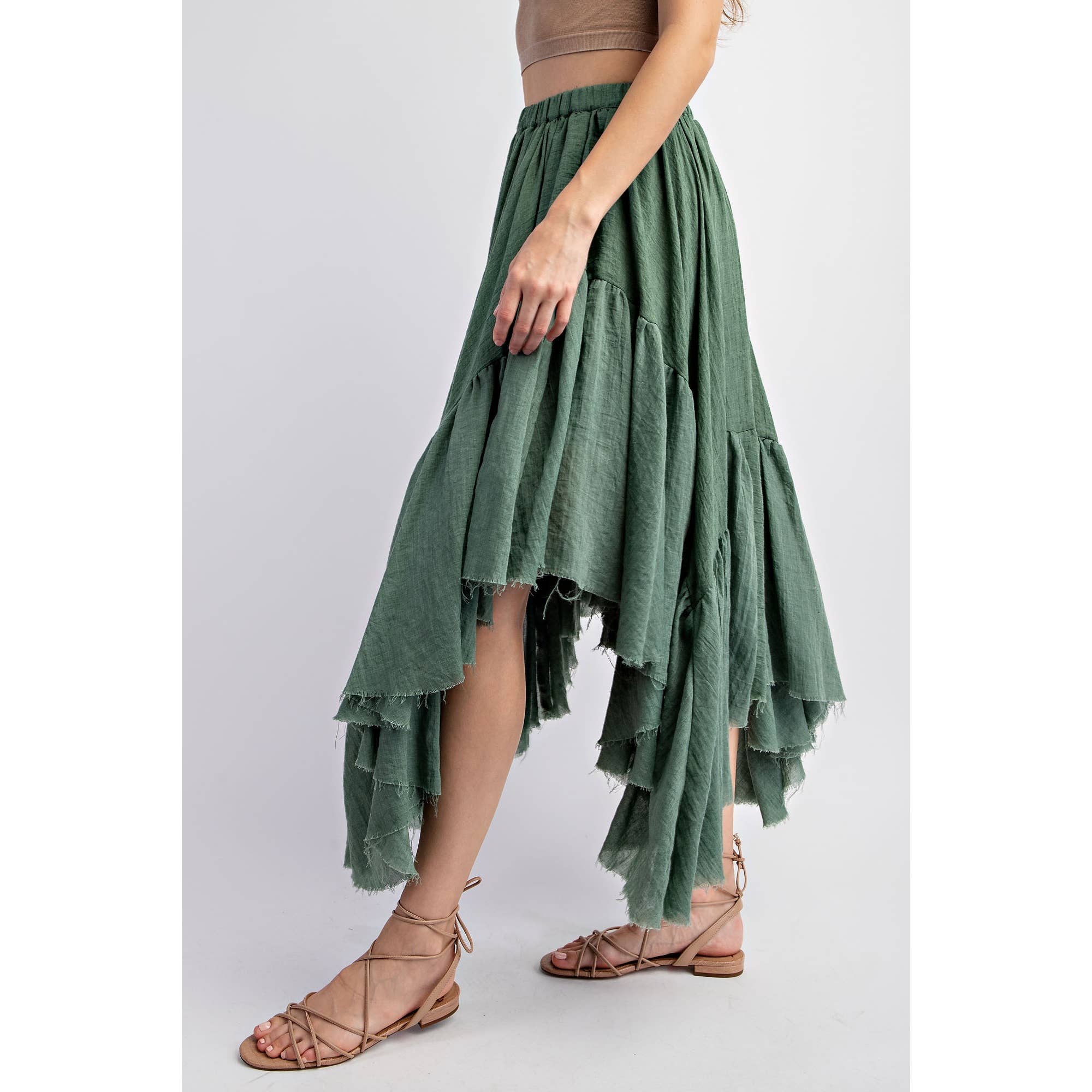 Sweet Generis - Wholesale Skirt - Women's - ASYMMETRICAL RAW-EDGE RUCHED UNEVEN HEMLINE SKIRT21
