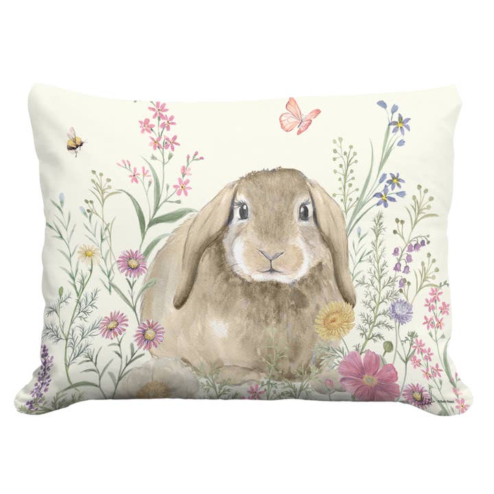 Pillow - Bunny on Meadow - indoor / outdoor cushion for wholesale by Magnolia Casual