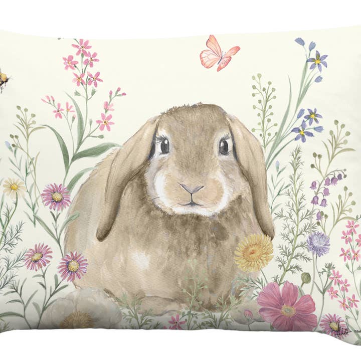 Pillow - Bunny on Meadow - indoor / outdoor cushion for wholesale by Magnolia Casual